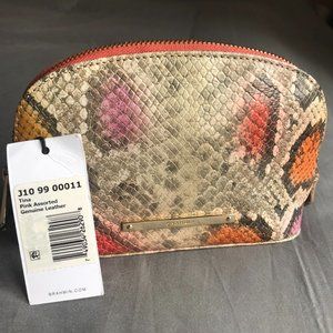 BRAHMIN TINA MAKEUP CASE IN LEATHER ANIMAL PRINT NWT